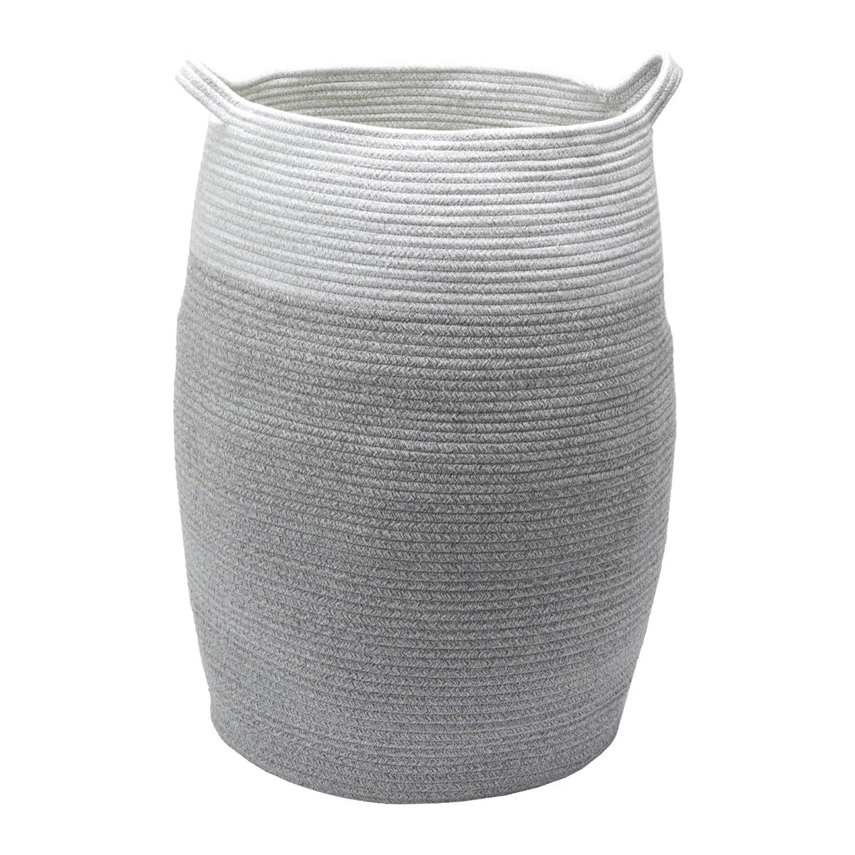 Gray woven basket on a white background