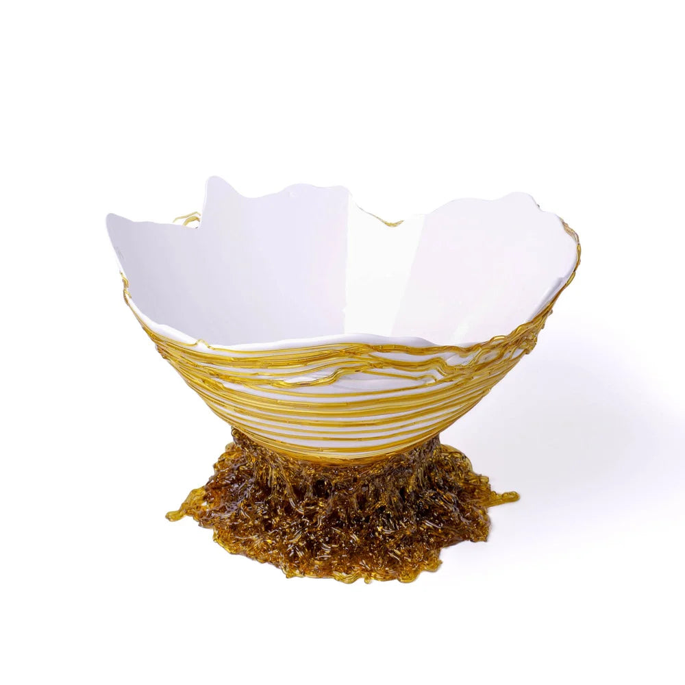 Ogiva Vase - Matt White, Clear Amber