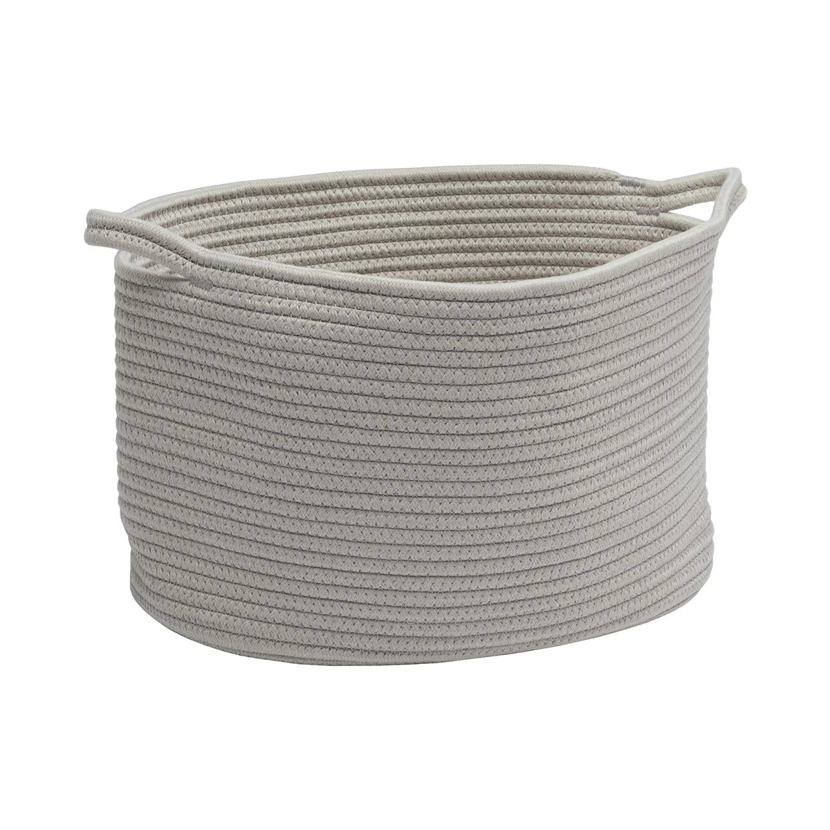 Gray woven basket on a white background