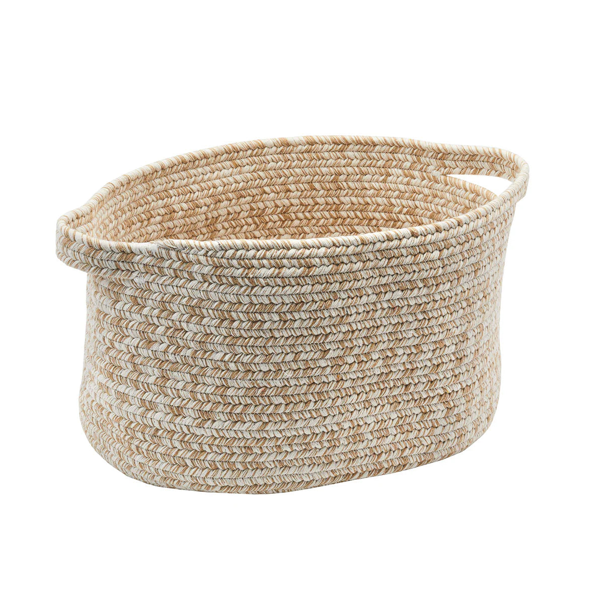 Woven basket with a natural pattern on a white background