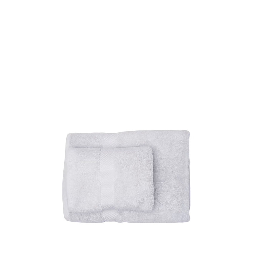 Roma Towel Set-Two gray towels stacked on a white background