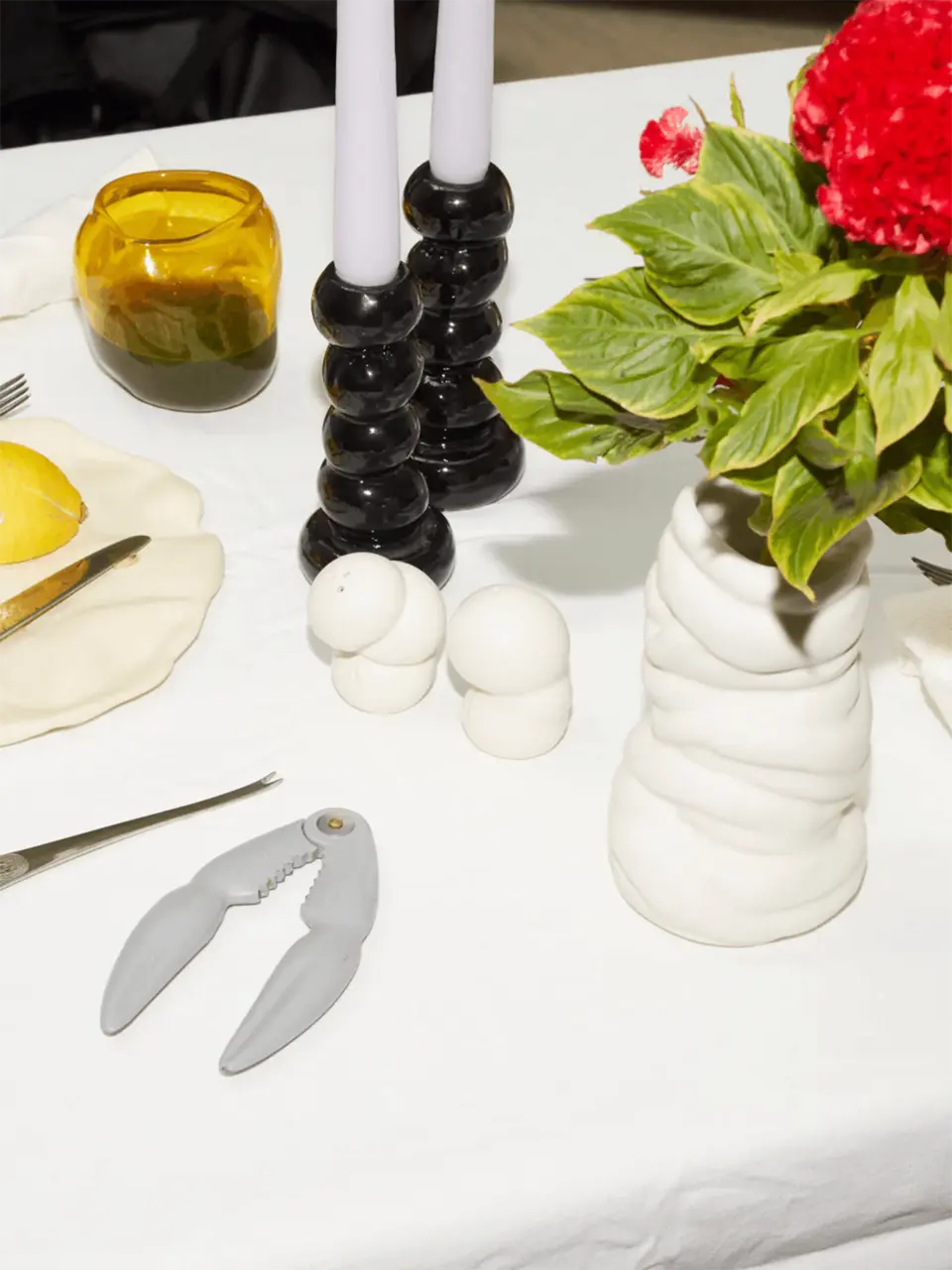 Set Of 2 Ceramic Candlestick, candle holder