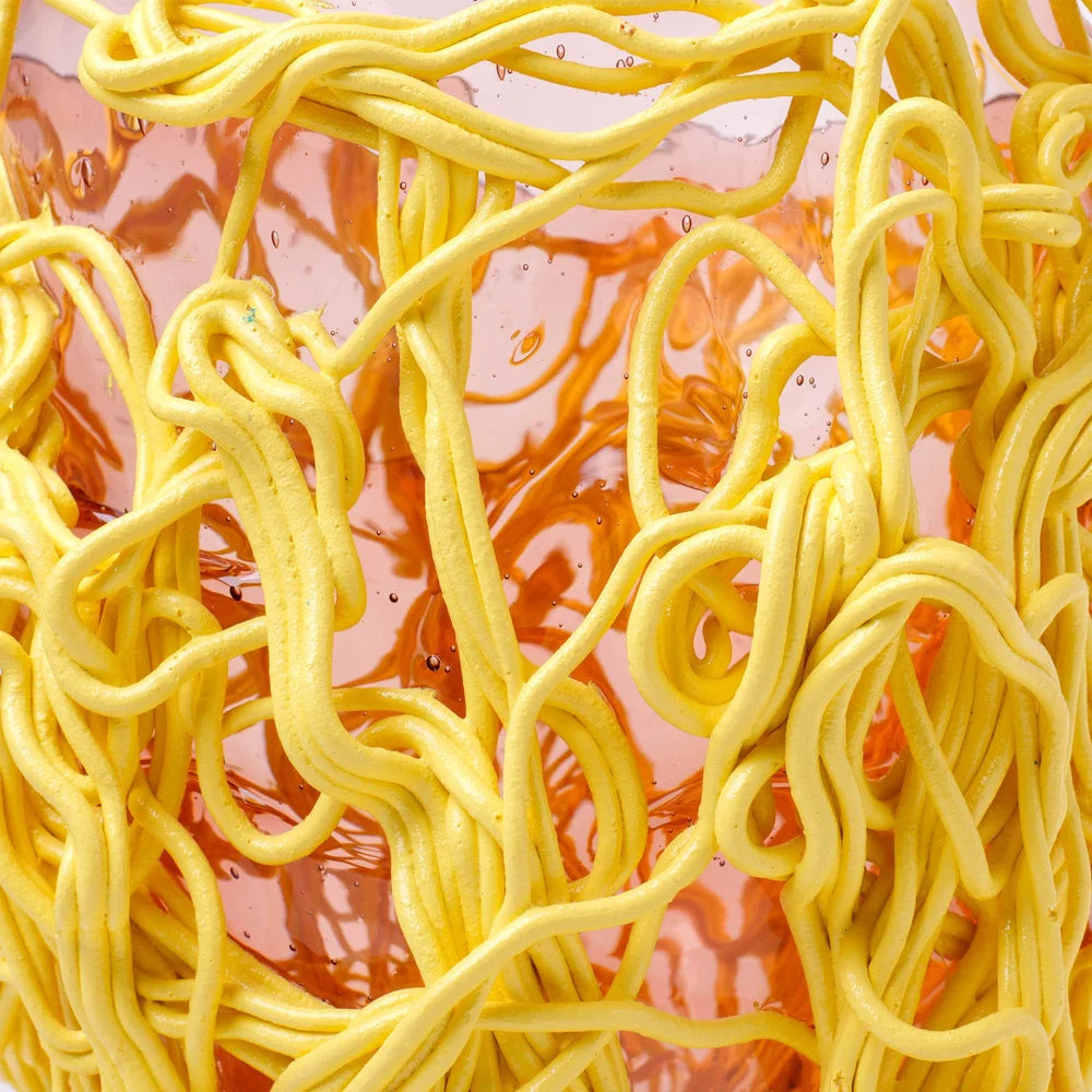 Spaghetti Special Vase - Clear Antique Pink, Pastel Yellow