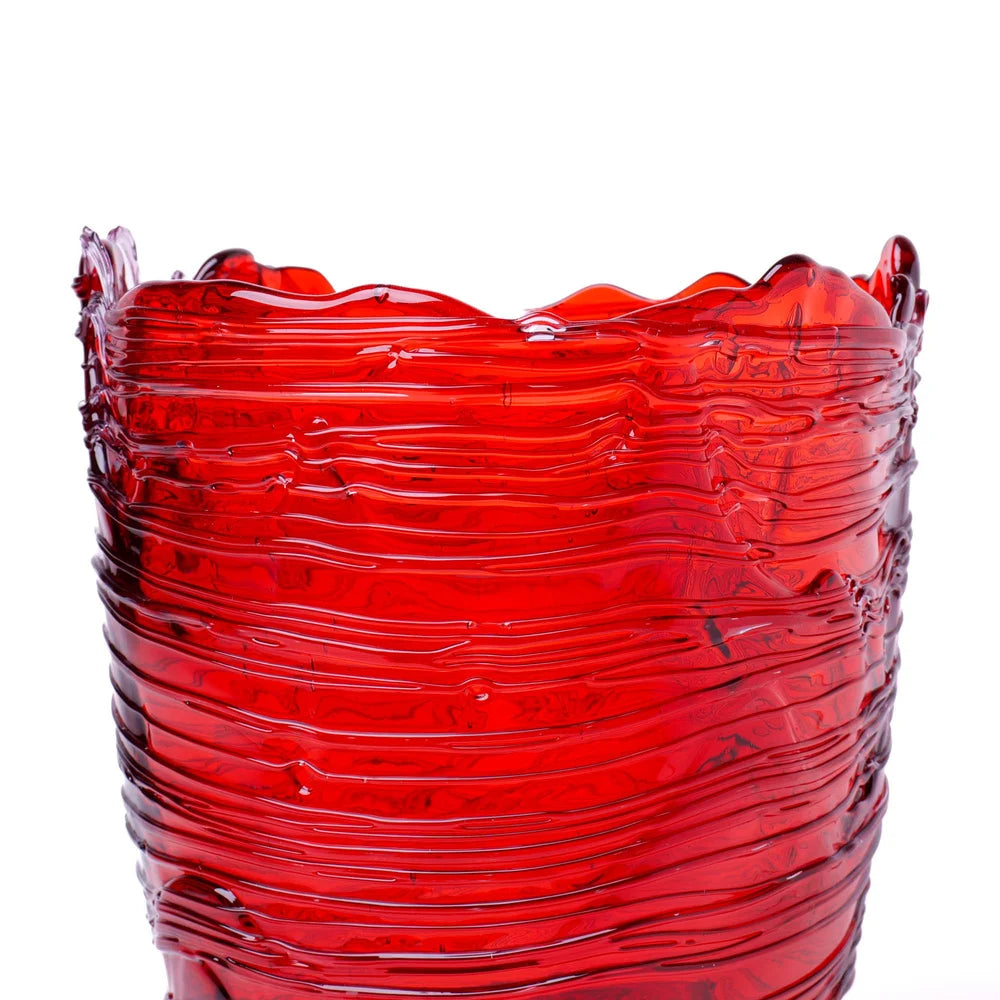 Spaghetti Vase - Clear Dark Ruby, Lilac