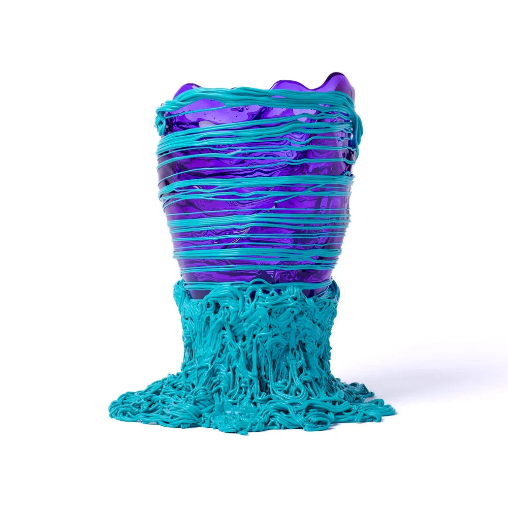Spaghetti Vase - Clear Purple And Matt Turquoise