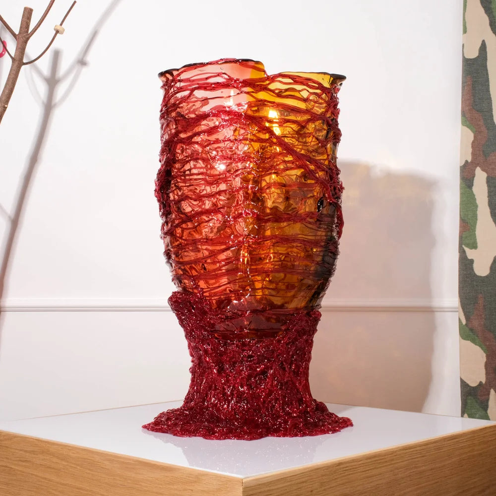 Spaghetti Vase Extra Colour - Clear Pink, Clear Amber And Clear Fuchsia