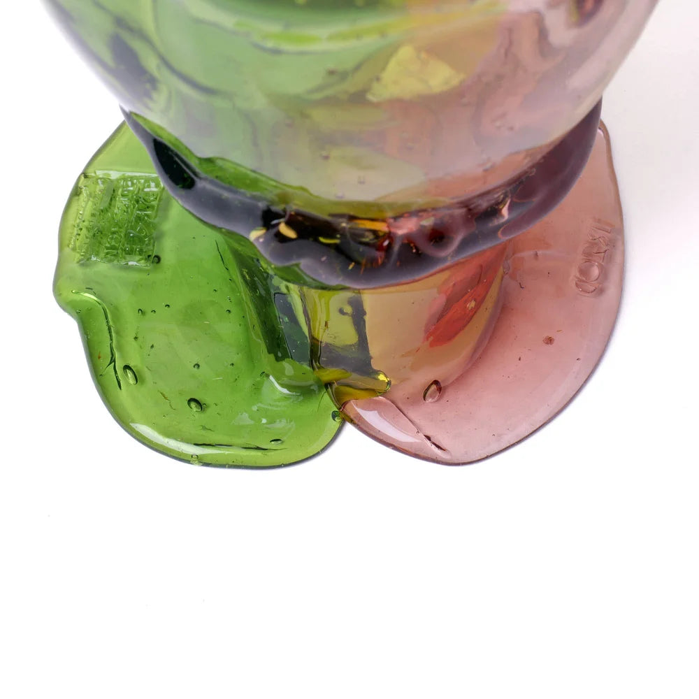 Twins C Vase - Clear Bottle Green And Clear Fuchsia