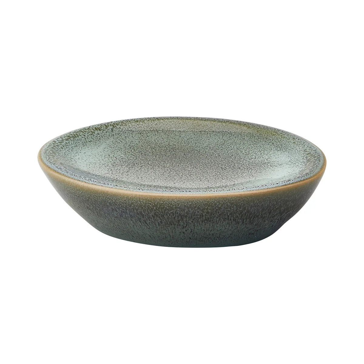 Green ceramic bowl on a white background