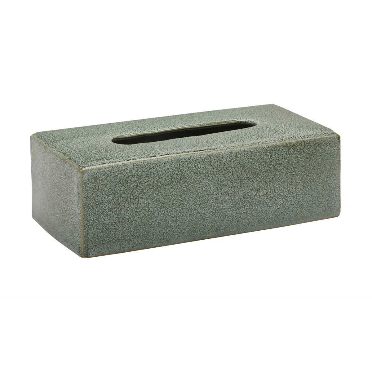 Rectangular green tissue box on a white background