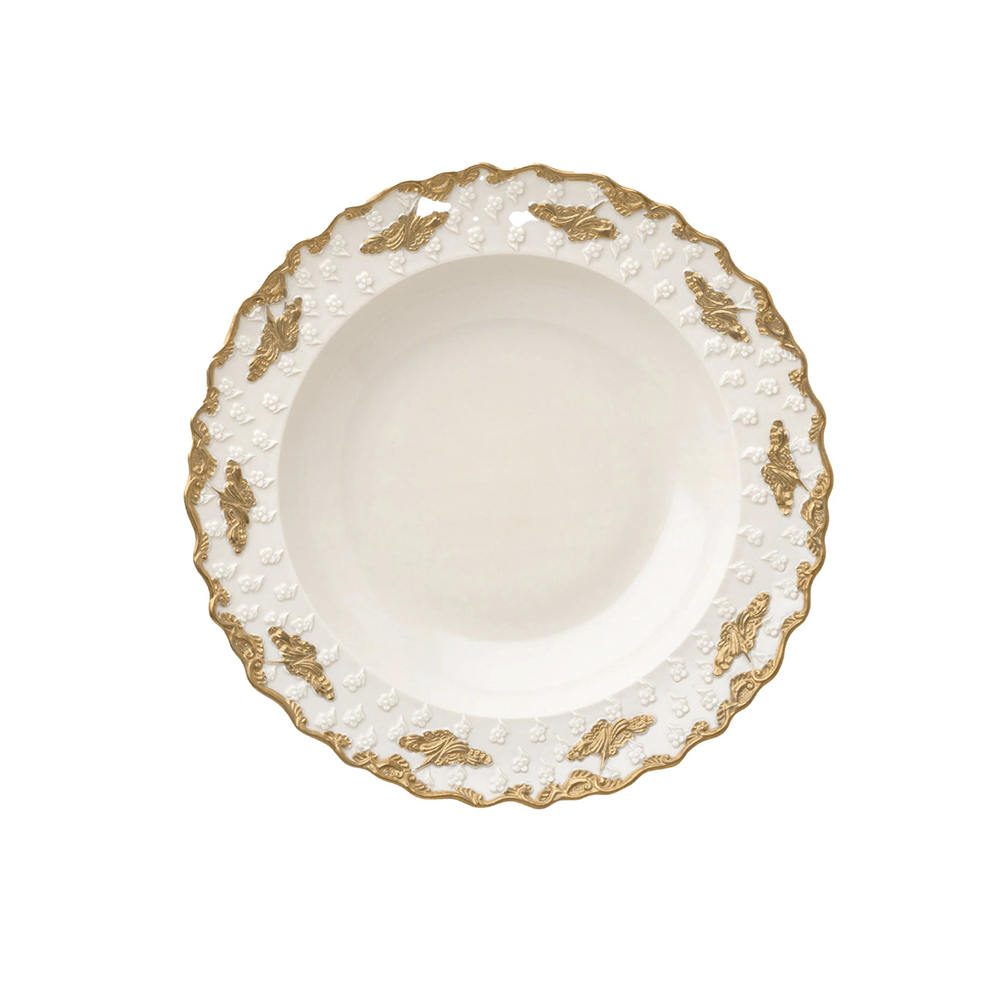 Lucia Set of 2 White & Gold Soup Plates