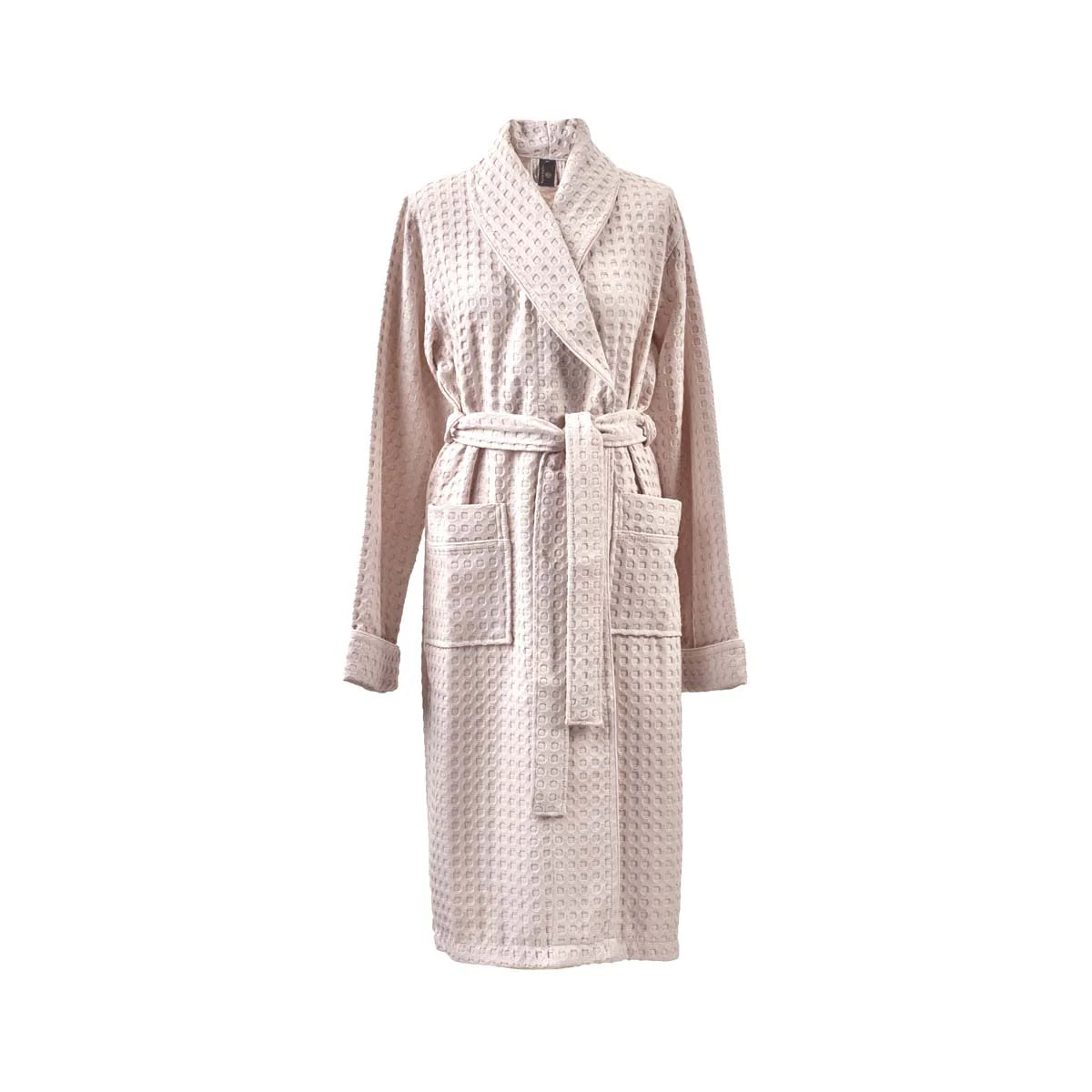 Beige textured bathrobe on a white background