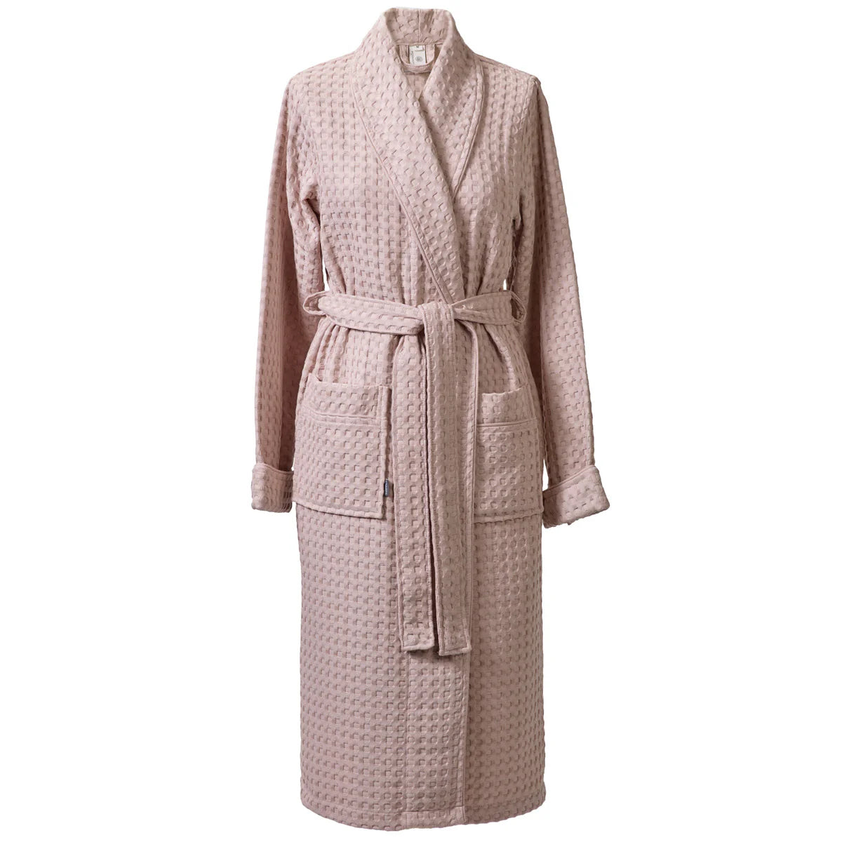 Pink textured bathrobe on a white background