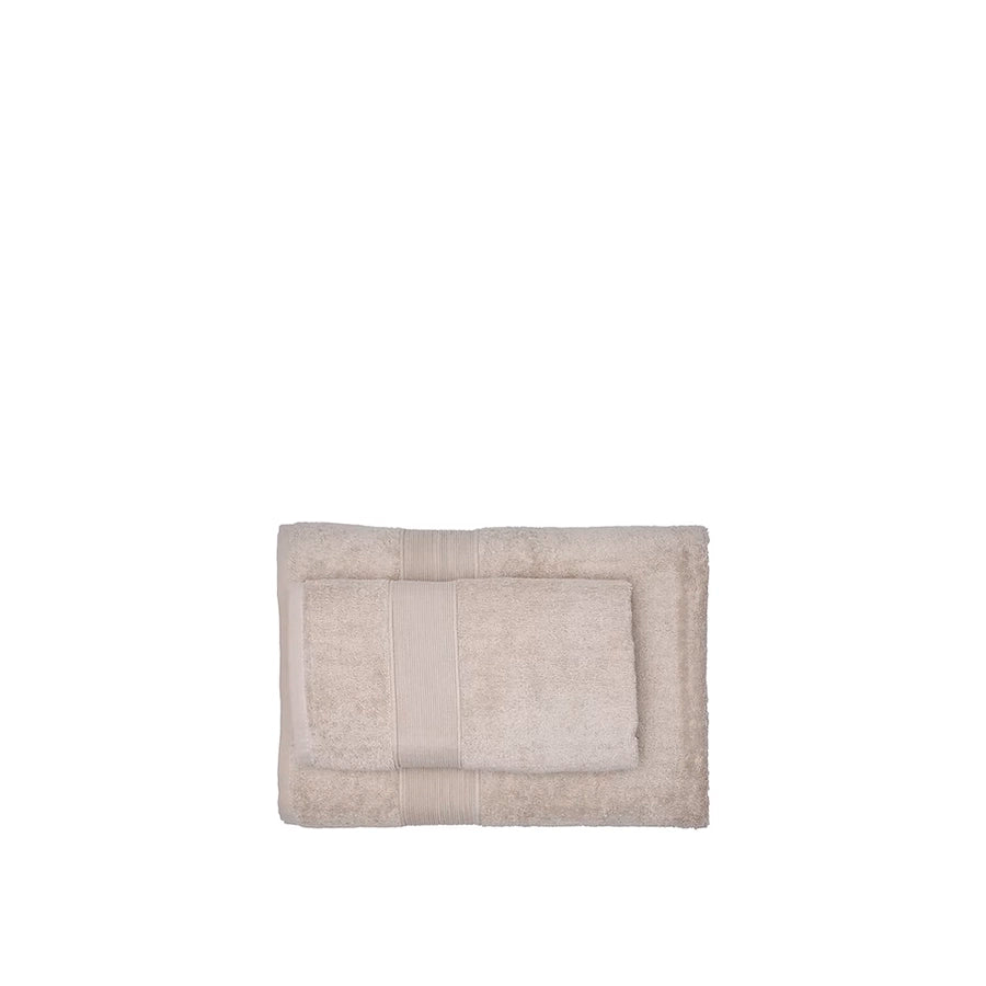 Verona Towel Set-Set of beige bath towels on a white background