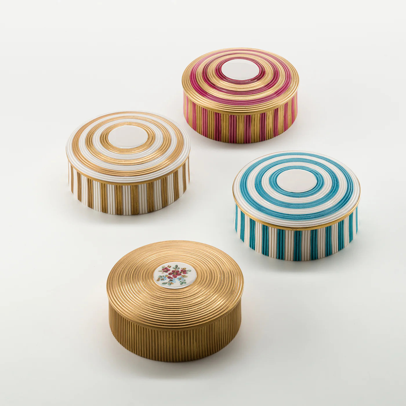 Turquoise Stripes Belle Epoque Round Box