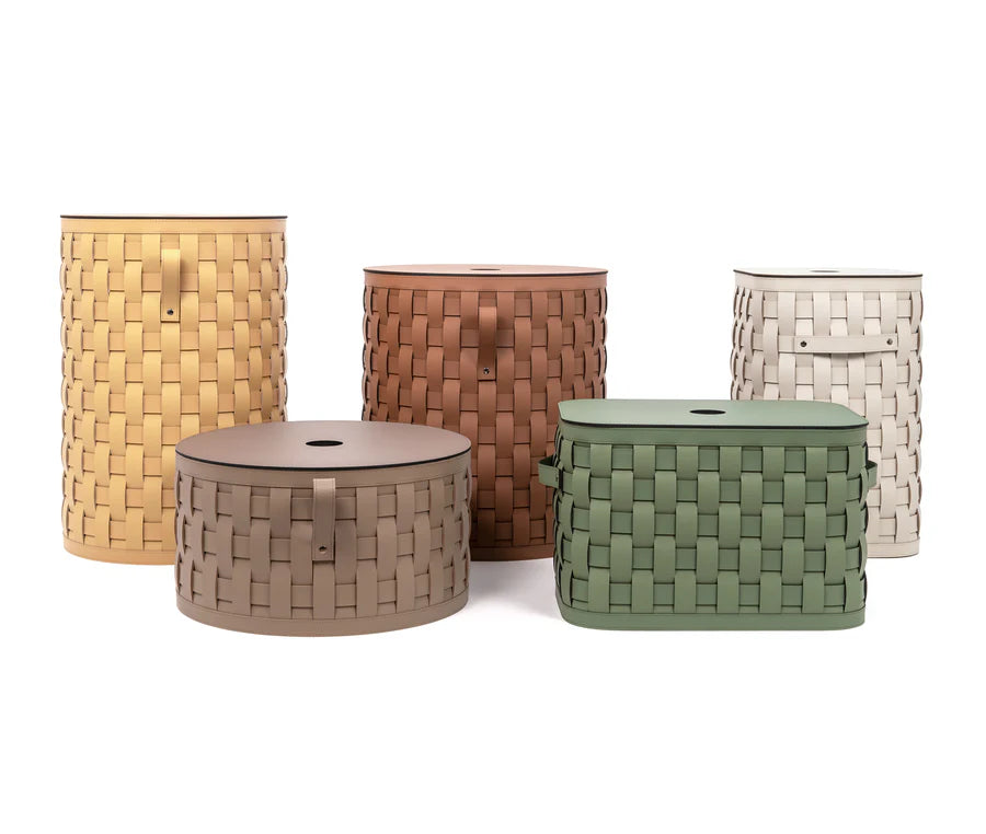 Demetra Tall Round Basket With Flat Lid