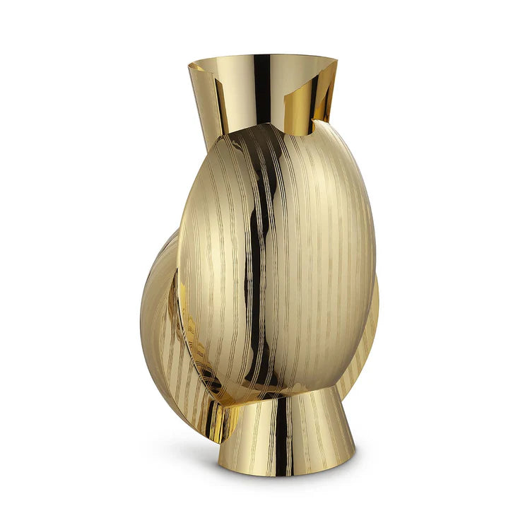 Lumaca Ridged Golden Vase