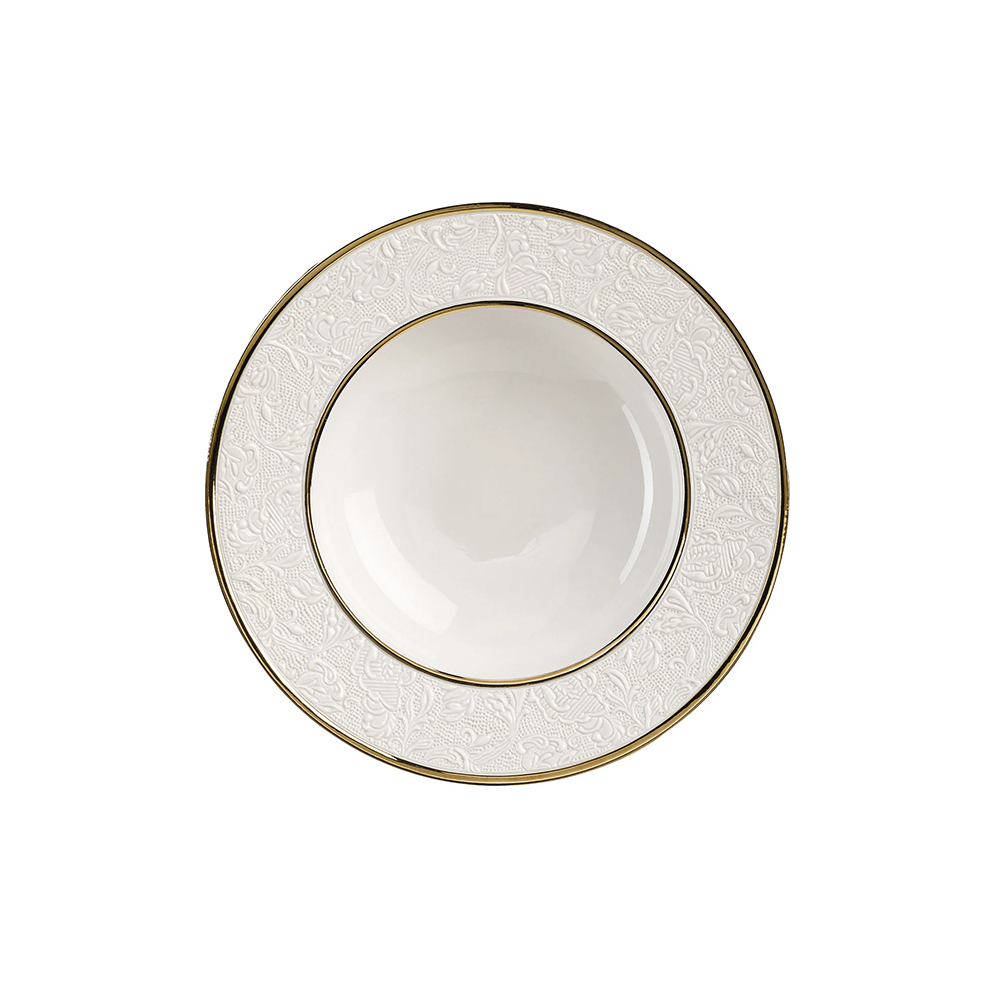 Damasco Set of 2 White & Gold Soup Plates