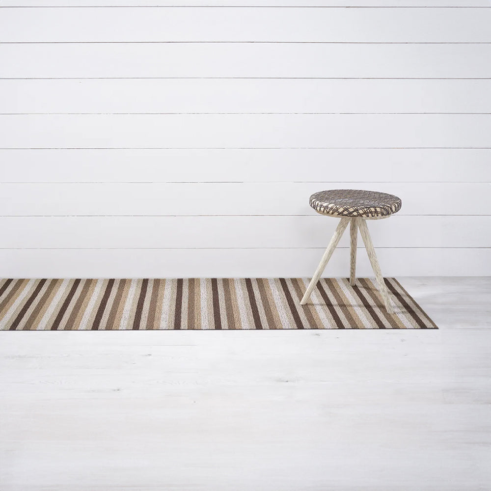 Even Stripe Shag Runner Rug, Mocha