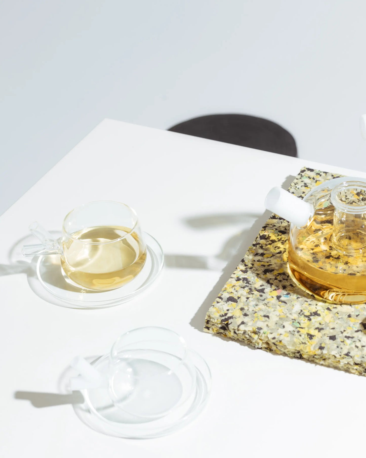 Tea Cup with Saucer - Clear/White