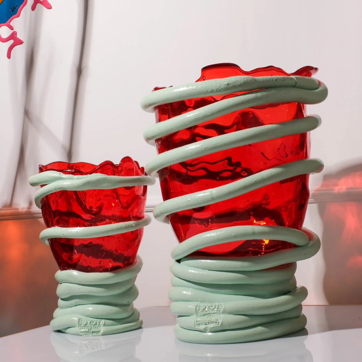 Pompitu I Vase - Red, Aqua