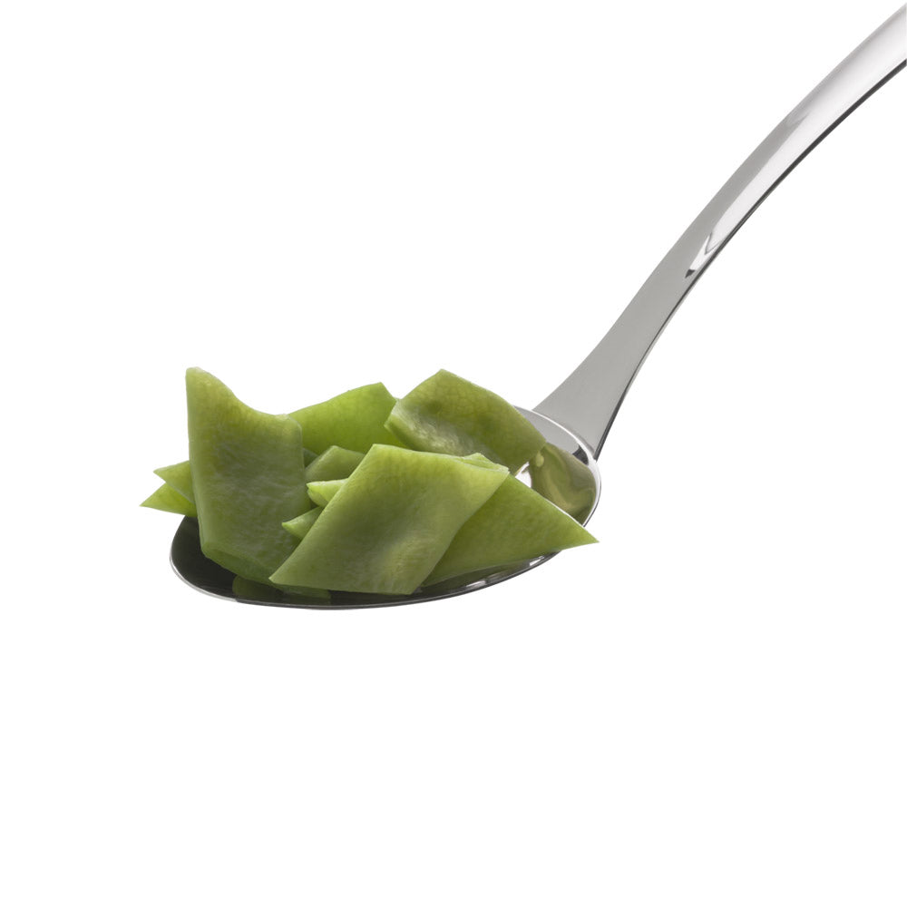 kitchen utensil set-Spoon with green leafy vegetable on a white background