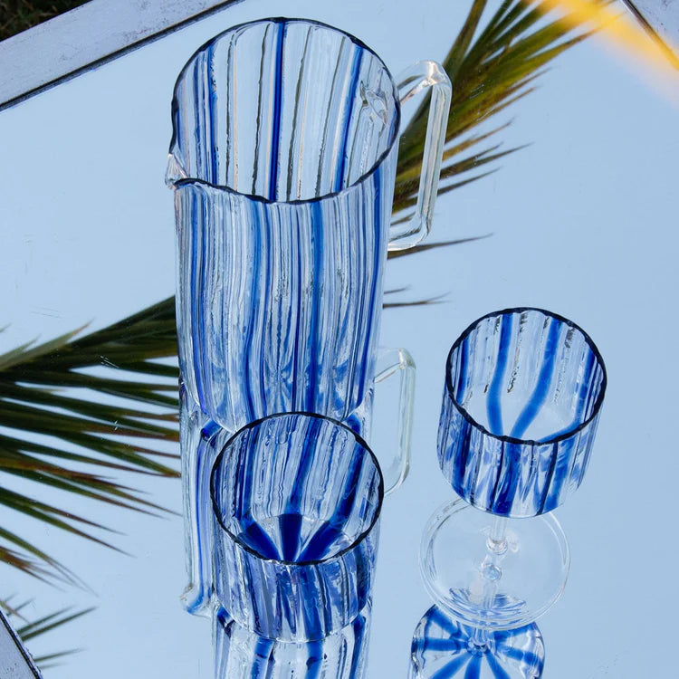 Serlio Loos Blue Stripe Glass Pitcher