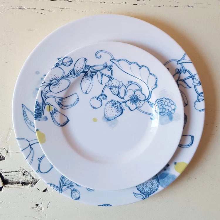 set of 2 Blue Summer bread plates #1