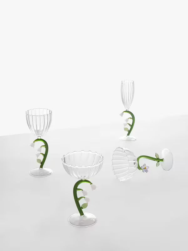 Optical Stemmed Glass - Lilac Flower