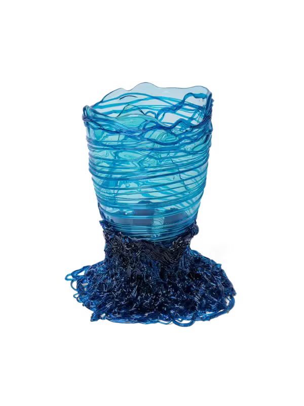 Fish Design Spaghetti Blue Medium Vase