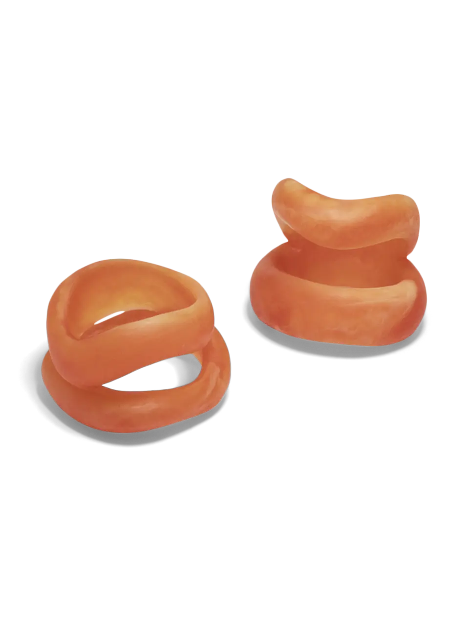Set Of 2 Orange Resin Napkin Ring Holder