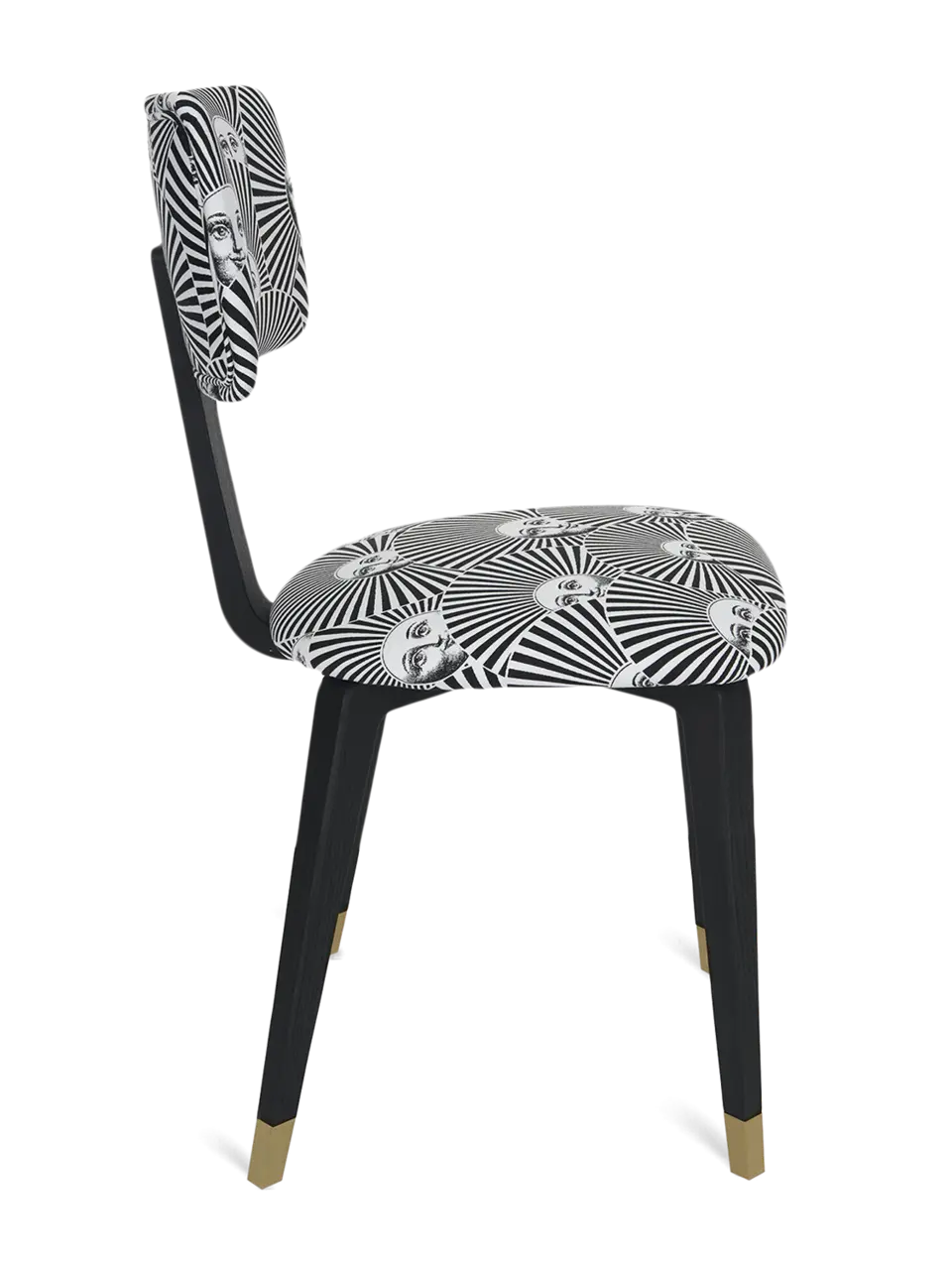 Padded Chair Soli A Ventaglio Open Pore Black Lacquered Ash Base
