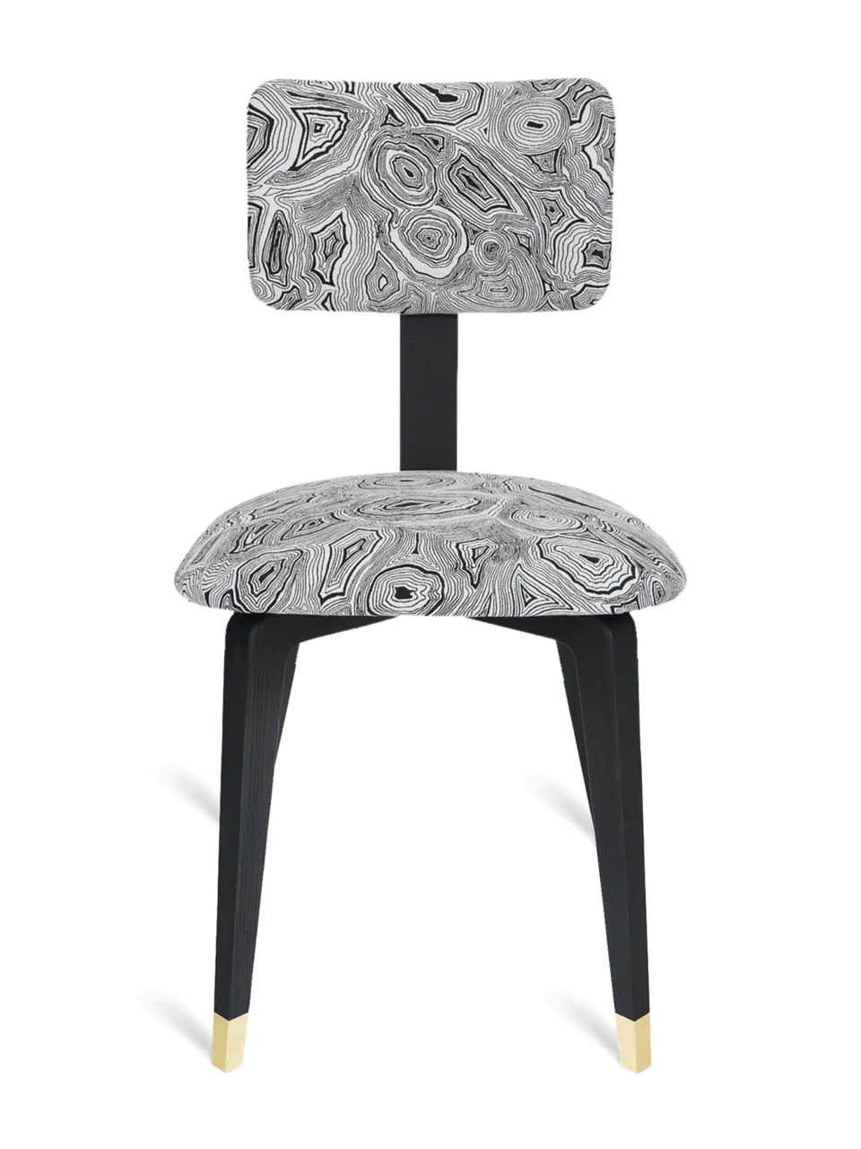 Padded Chair Malachite Open Pore Black Lacquered Ash Base