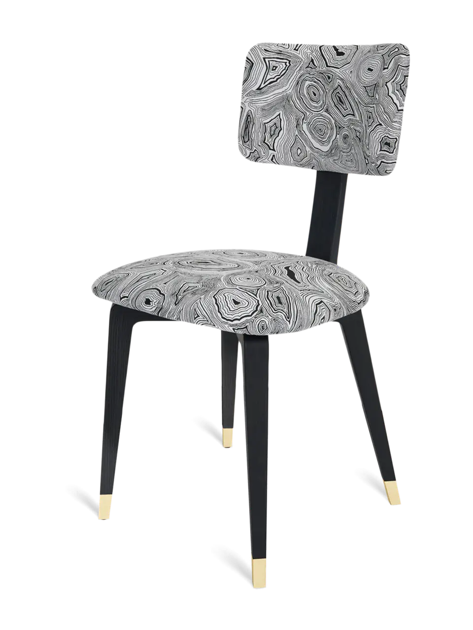 Padded Chair Malachite Open Pore Black Lacquered Ash Base