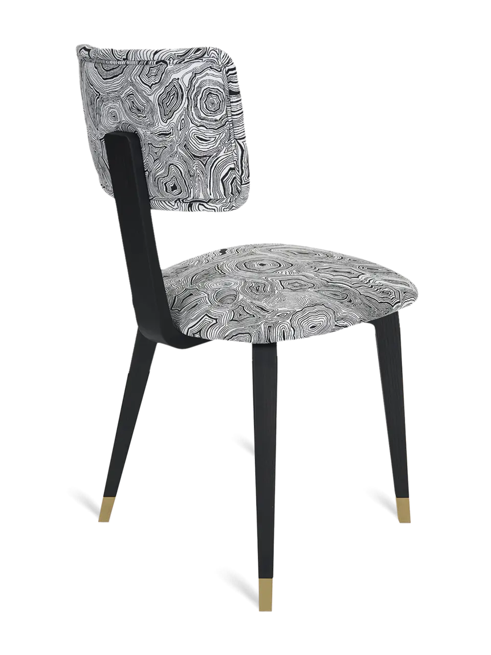 Padded Chair Malachite Open Pore Black Lacquered Ash Base