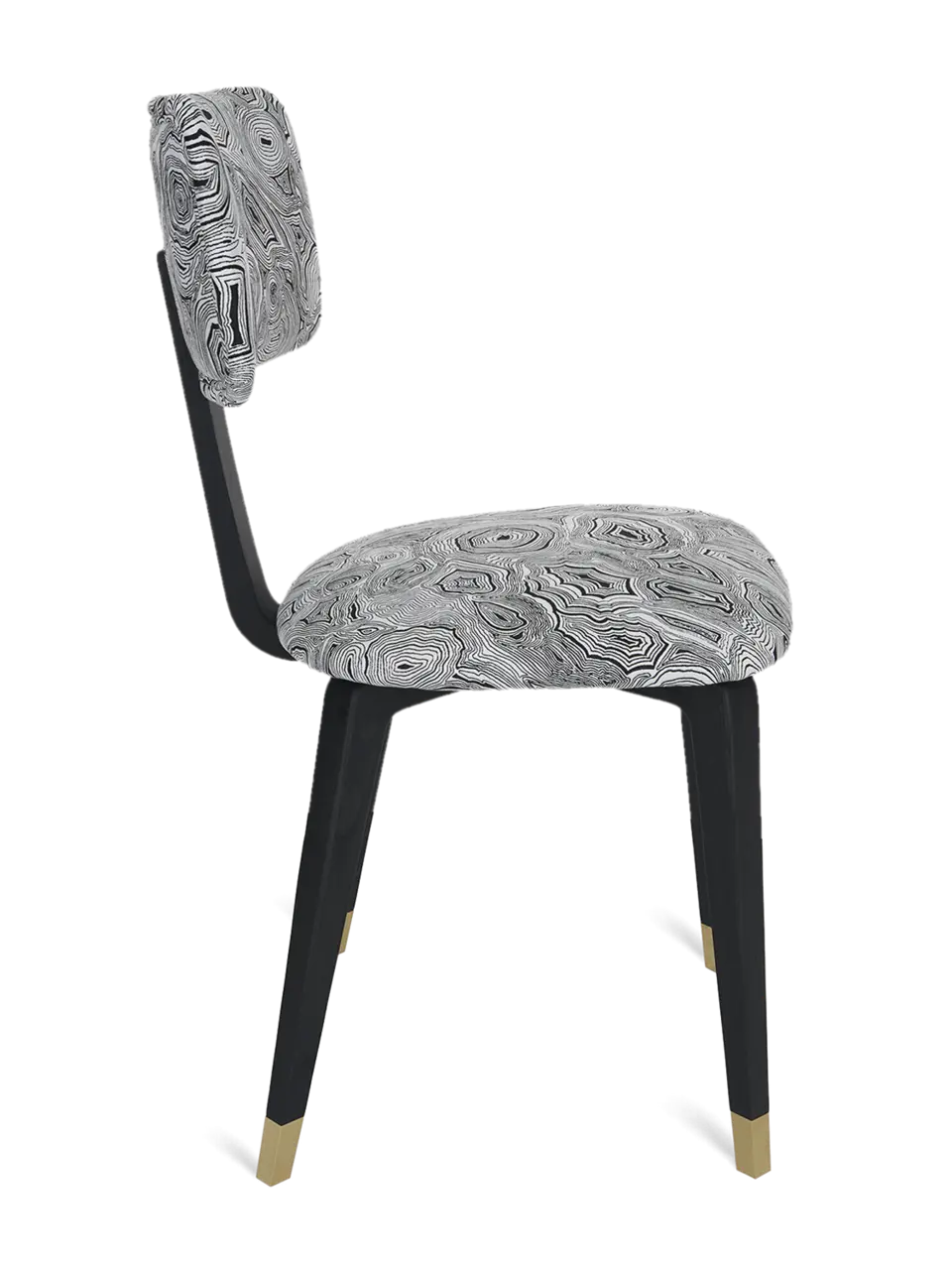 Padded Chair Malachite Open Pore Black Lacquered Ash Base