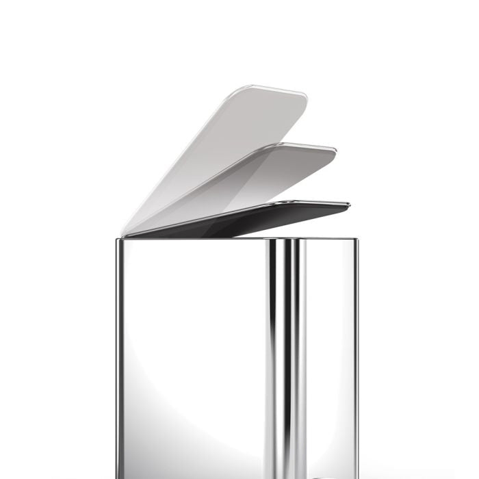 Modern table lamp with a white shade on a white background