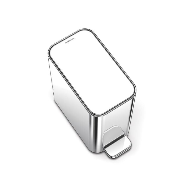 Rectangular metal container with a lid on a white background