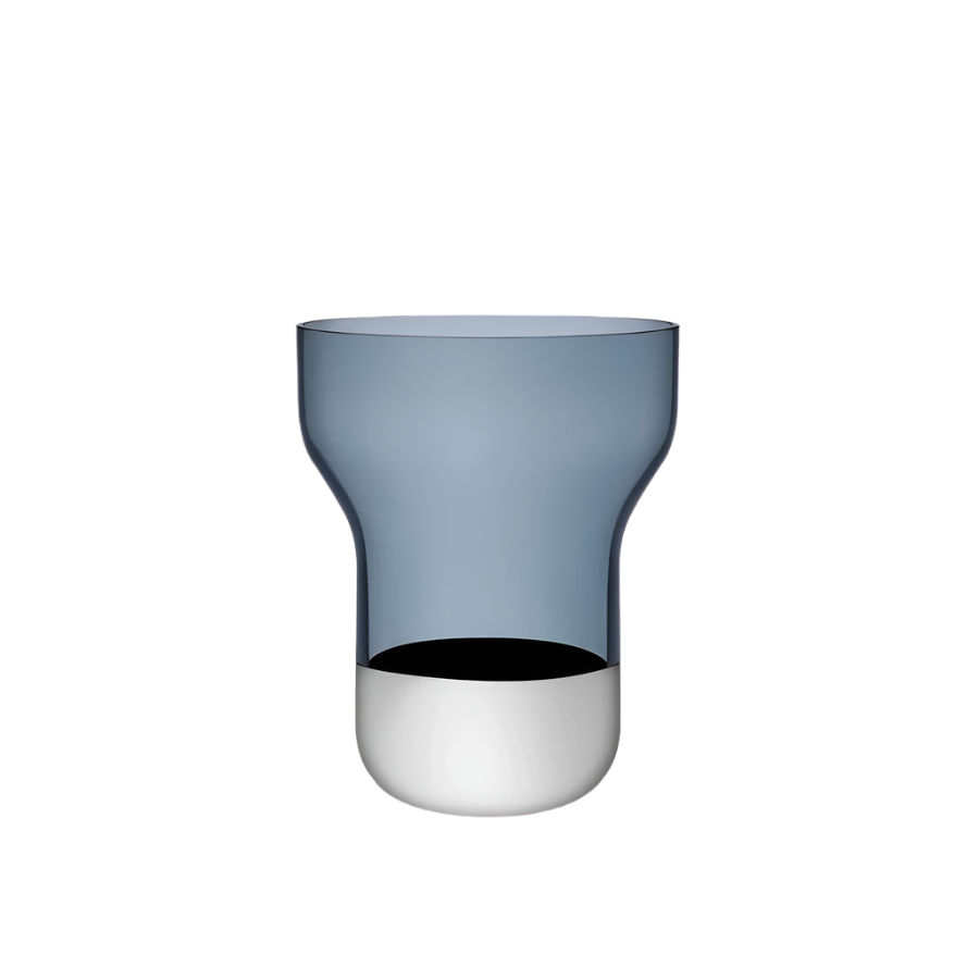 Blue glass vase on a white background