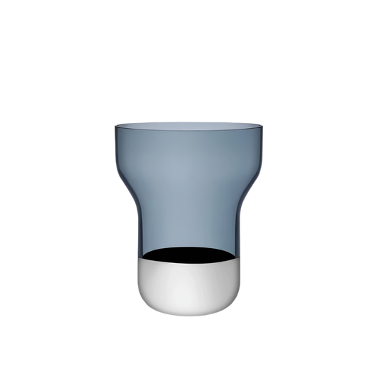 Blue glass vase on a white background