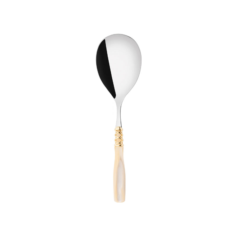 Bugatti Arianna Gold Plated Ring Rice Spoon, Ivory