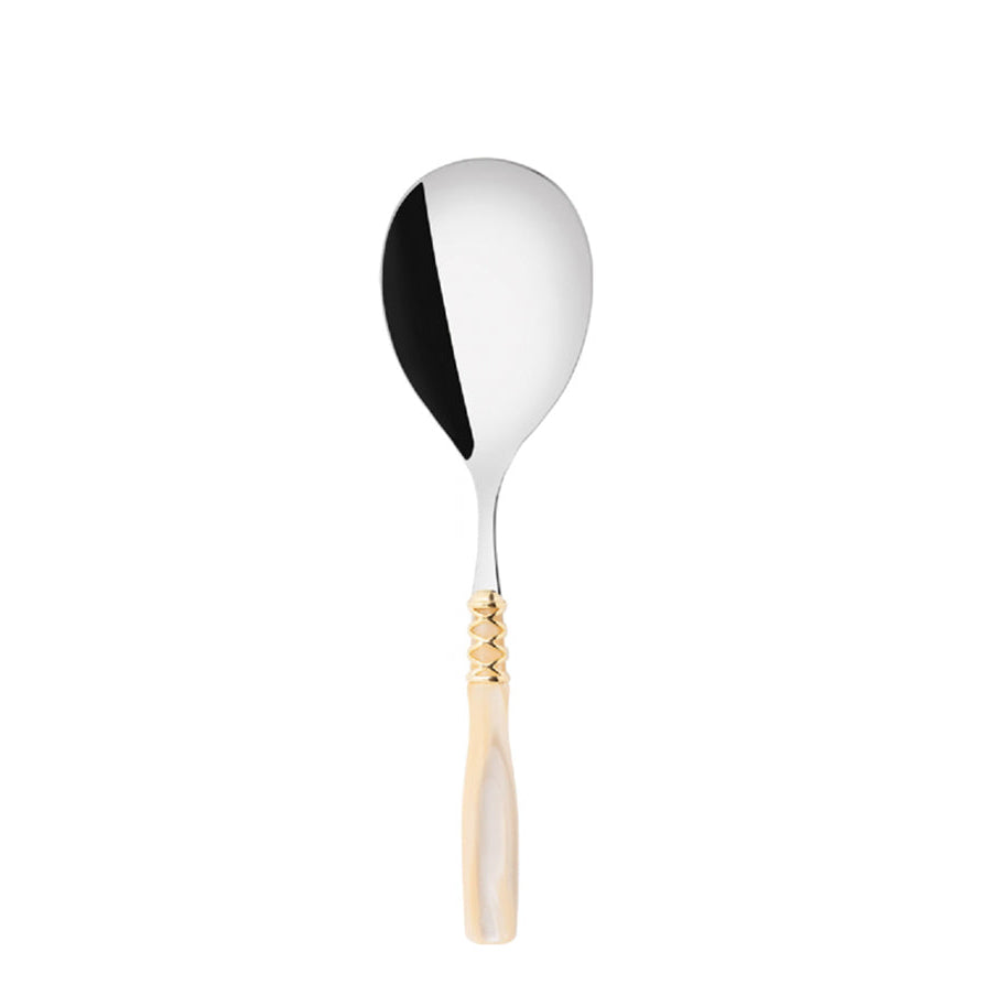 Bugatti Arianna Gold Plated Ring Rice Spoon, Ivory