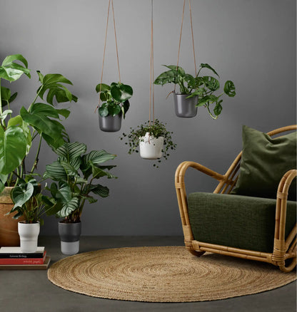 Selfwatering pots hanging Clay white