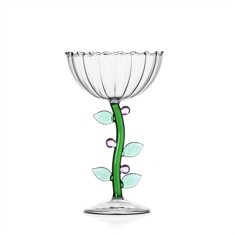 Optical Champagne Bowl - Pink Flower
