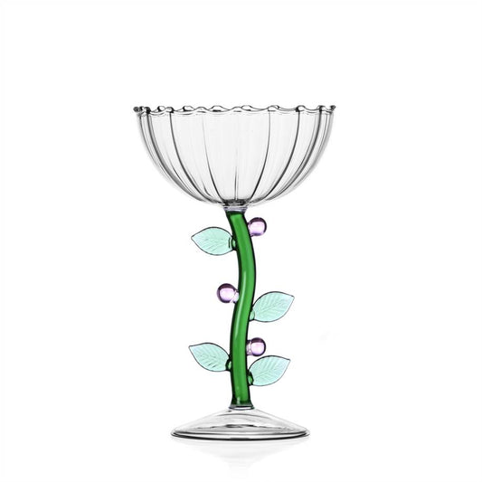 Optical Champagne Bowl - Pink Flower