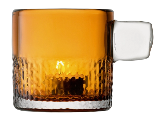 Handle Tealight Holder H9cm Olive Amber