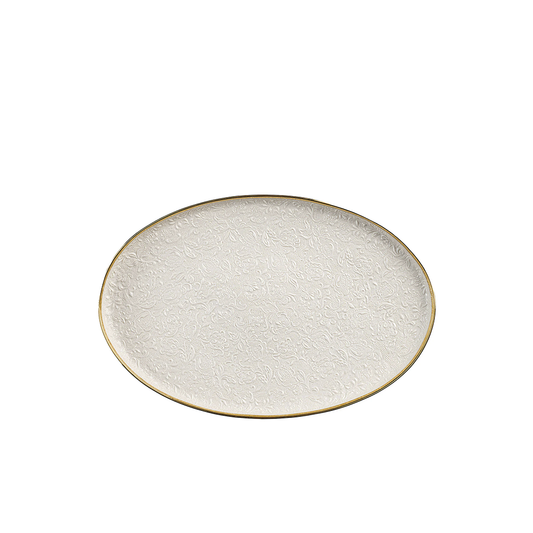 Damasco Oval White & Gold Tray