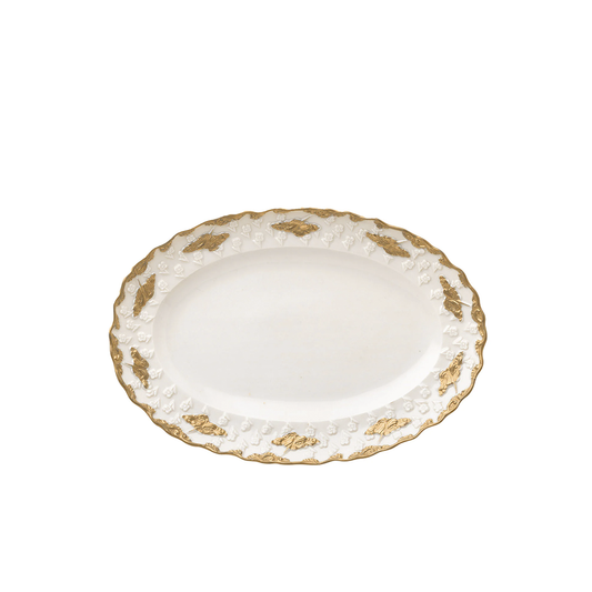 Lucia Large Oval White & Gold Serving Plate