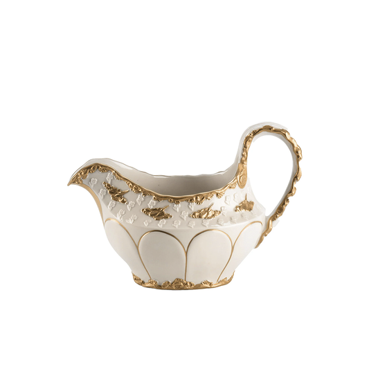 Lucia White & Gold Gravy Boat