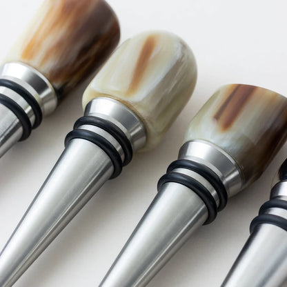 Set of 4 Wine Stoppers in Natural Horn