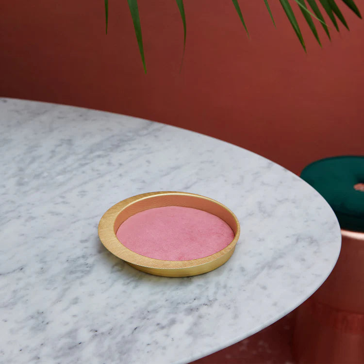 Firenze Round Gold and Pink Empty Pocket Tray